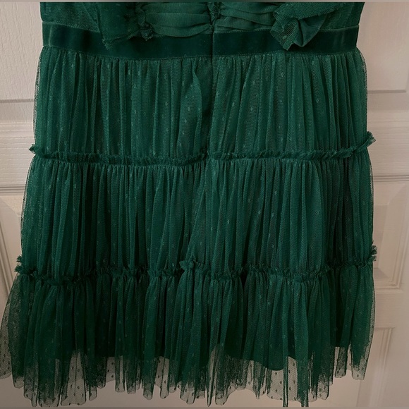 NWT Anthropologie Geisha Designs Tiered Tulle Mini Dress in Green | Size 6 - Picture 5 of 8